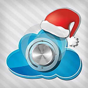 Knob on transparency cloud with santa claus hat