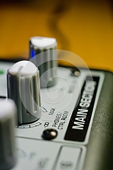 Knobs on sound mixer panel