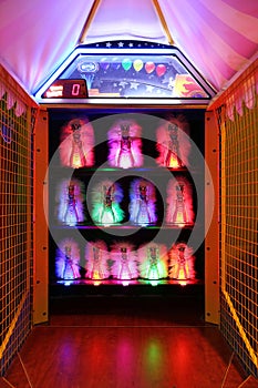 Knock Down the Clown Carnival Arcde Game Lit up at Night