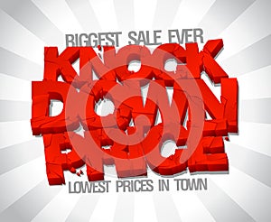 Knock down price, lowest price in town, sale design