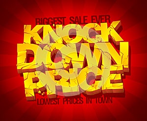 Knock down price sale banner.