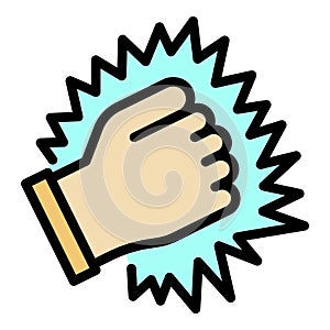 Knock fist icon color outline vector