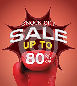 Knock out sale 80 percent heading design for banner or poster. S