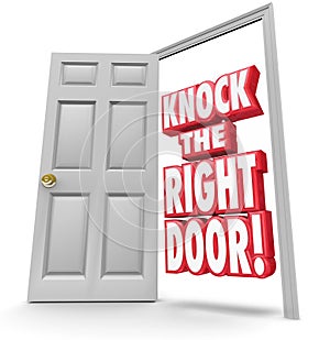 Knock the Right Door 3d Words Find Search Best Customers Solution