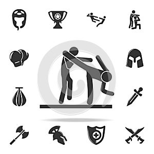 knockdown in action icon. Set of Cfight and sparring element icons. Premium quality graphic design. Signs and symbols collection i