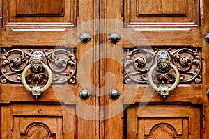 knocker on old wood door