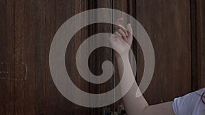 knocking on the door, the closed door, no one at home High quality FullHD footage guardianship authority