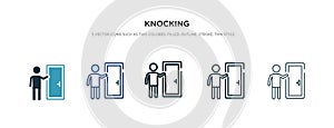 Knocking icon in different style vector illustration. two colored and black knocking vector icons designed in filled, outline,