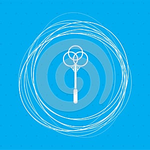 Knockout for carpets icon on a blue background with abstract circles around and place for your text.