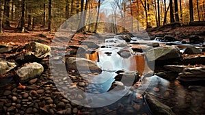 Knoll Stream: A Breathtaking Autumn Scene Captured In Stunning 32k Hdr