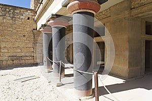 Knossos palace at Crete, Greece Knossos Palace, is the largest Bronze Age archaeological site on Crete and the ceremonial and poli