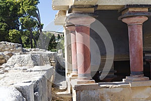 Knossos palace at Crete, Greece Knossos Palace, is the largest Bronze Age archaeological site on Crete and the ceremonial and poli