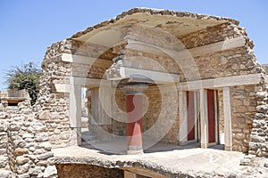 Knossos palace. Detail of ancient ruins of famous Minoan palace of Knosos. Crete island, Greece.
