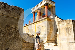 Knossos Palace ruin in sunny day, Crete, Greece.