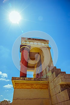 Knossos Palace ruin in sunny day, Greece, Crete