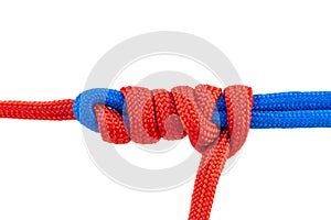 Knot on a cord isolated on a white background