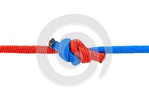 Knot on a cord isolated on a white background