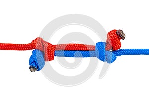 Knot on a cord isolated on a white background