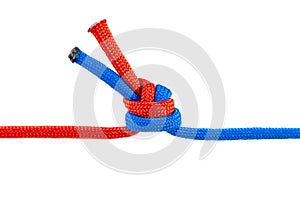 Knot on a cord isolated on a white background