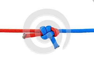 Knot on a cord isolated on a white background