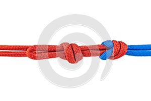 Knot on a cord isolated on a white background
