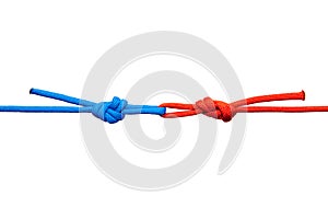 Knot on a cord isolated on a white background