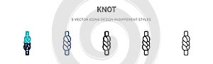 Knot icon in filled, thin line, outline and stroke style. Vector illustration of two colored and black knot vector icons designs