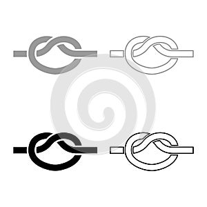 Knot Rope tied Node Join concept Noose icon outline set black grey color vector illustration flat style image