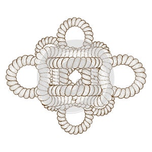 Knot Rope Vector. Illustration Isolated On White Background. Twisted Rope.