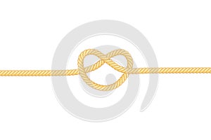 Knot of rope on a white background. Vector illustration