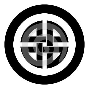 Knot shield symbol of protection Ancient symbol icon in circle round black color vector illustration flat style image