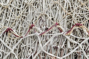 Knots on a white fishing net