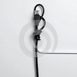 Knotted Ethernet Cable Symbolizing Network Problems