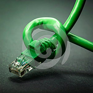 Knotted Ethernet Cable Symbolizing Network Problems (1