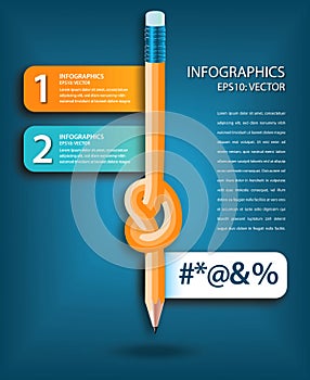 Knotted pencil infographics template