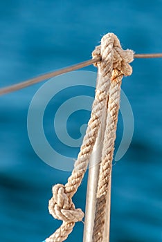 Knotted rope on the boat