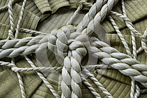 Knotted rope on a sake barrel