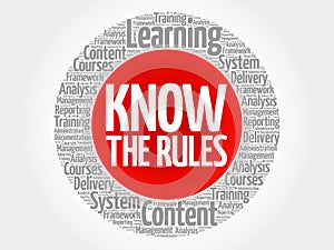 Know the Rules circle word cloud