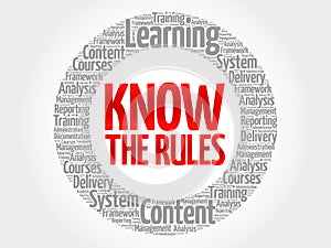Know the Rules circle word cloud
