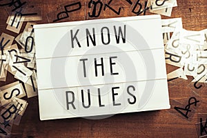 Know The Rules Text on Lightbox