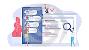 Know you customer concept. KYC vector illustration with business characters. Customer research photo