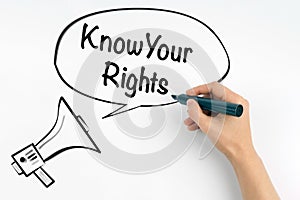 Know Your Rights. Megaphone and text on a white background