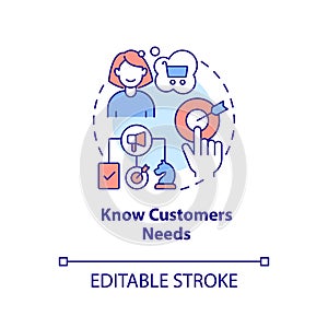 Knowing customers needs concept icon