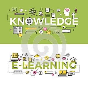 Knowledge and E-Learning Concept Vector Banners.