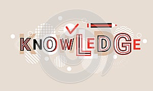 Knowledge Education Creative Word Over Abstract Geometric Shapes Background Web Banner