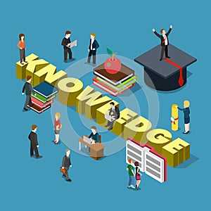 Knowledge education training graduation flat 3d isometric