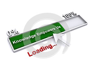 Knowledge empowers us loading on white