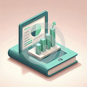 Knowledge and Growth Concept with 3D Bar Graph on Book Illustration photo