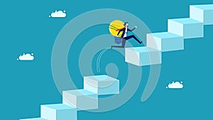 Knowledge helps overcome risks and obstacles. businessman with a light bulb jumps over the gap. vector