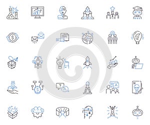 Knowledge intelligence line icons collection. Acumen, Cognition, Erudition, Insight, Wisdom, Expertise, Foresight vector